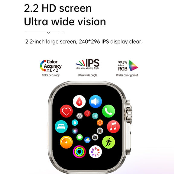 WS12 ULTRA 2 2.2 inch Sport Smart Watch, Support Payment Code / Bluetooth Call / Sleep / Blood Oxygen / Heart Rate / Blood Pressure Health Monitor(Black)