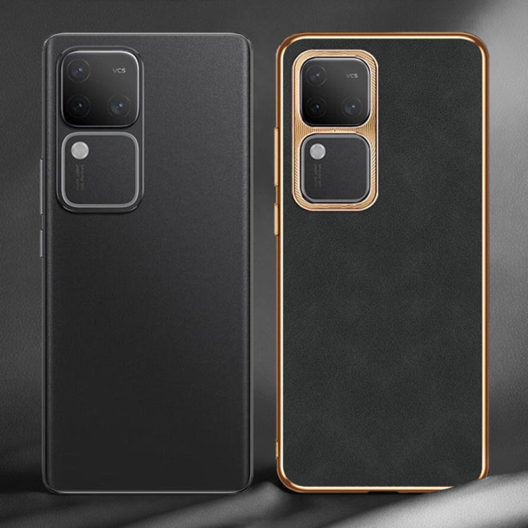 For vivo X80 Electroplating Lambskin Leather Phone Case(Blue) - vivo Cases by PMC TechLife | Online Shopping South Africa | PMC TechLife | Buy Now Pay Later Mobicred