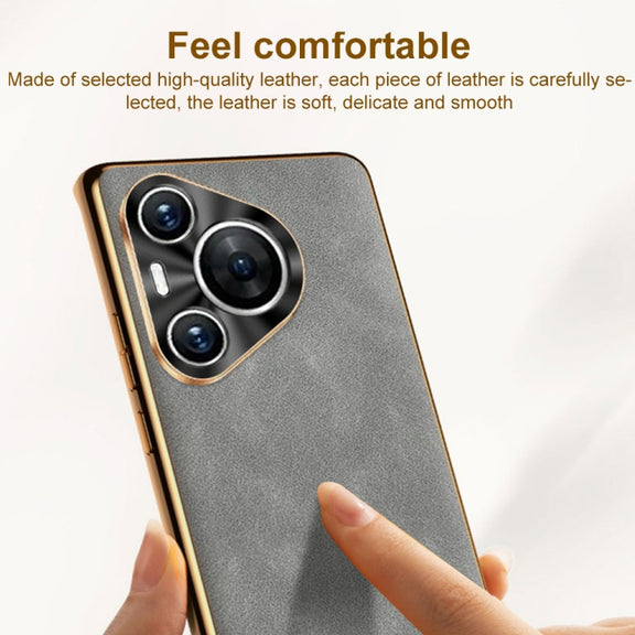 For Huawei Pura 70 Pro / 70 Pro+ Electroplating Lambskin Leather Phone Case(Grey)
