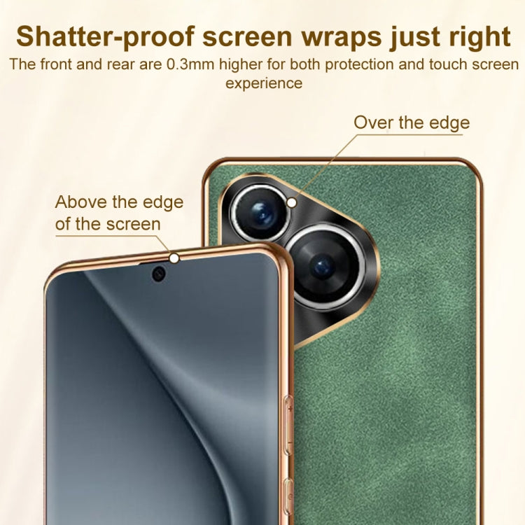 For Huawei Pura 70 Electroplating Lambskin Leather Phone Case(Blue) - Huawei Cases by PMC Jewellery | Online Shopping South Africa | PMC Jewellery | Buy Now Pay Later Mobicred