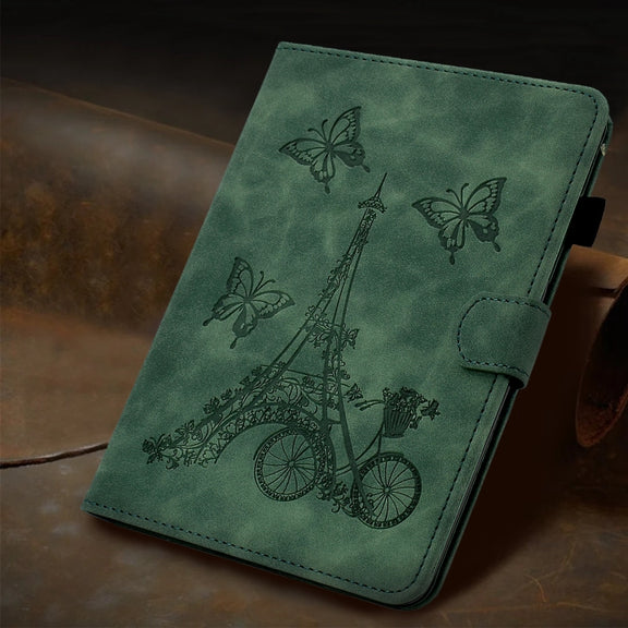 For iPad Pro 11 2024 Tower Embossed Leather Smart Tablet Case(Green)