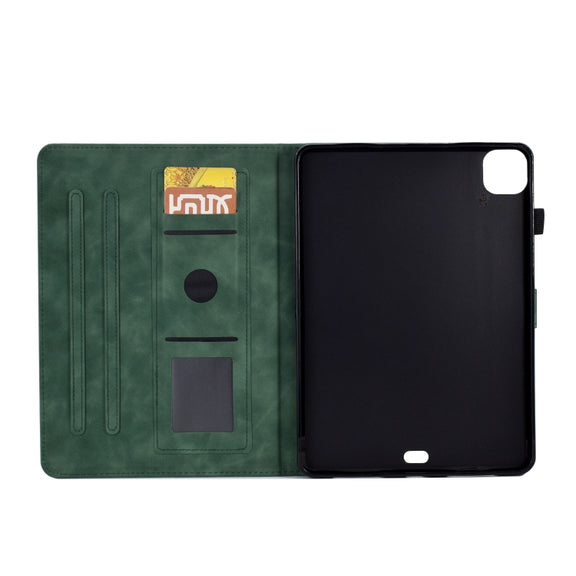 For iPad Pro 11 2024 Tower Embossed Leather Smart Tablet Case(Green)