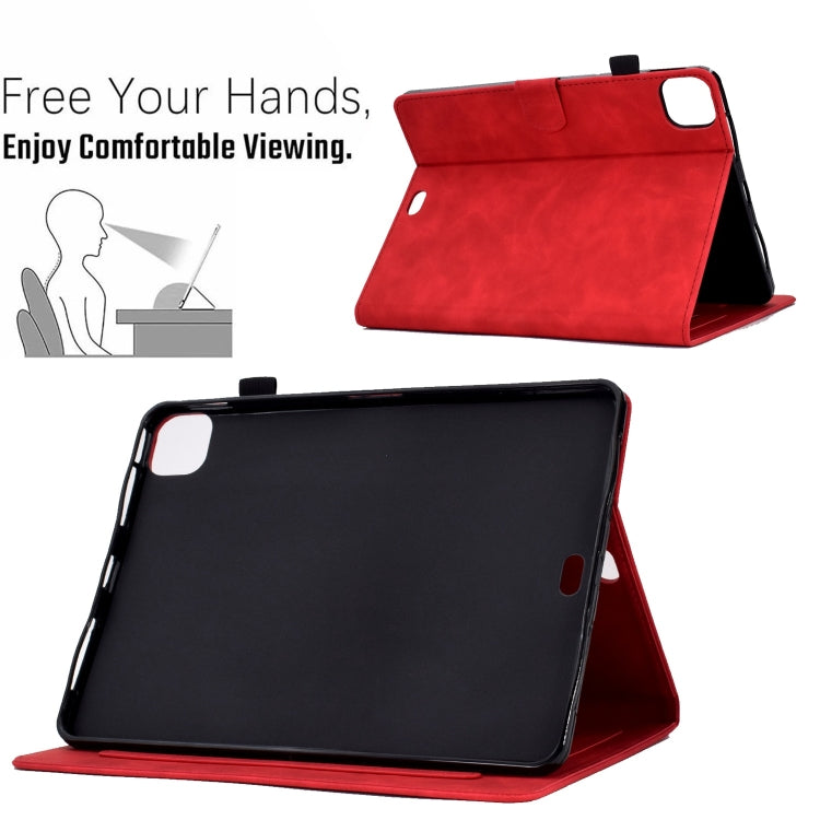 For iPad Pro 11 2024 Tower Embossed Leather Smart Tablet Case(Red)