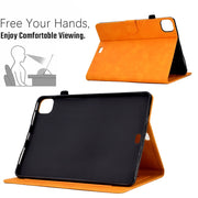For iPad Pro 11 2024 Tower Embossed Leather Smart Tablet Case(Khaki)