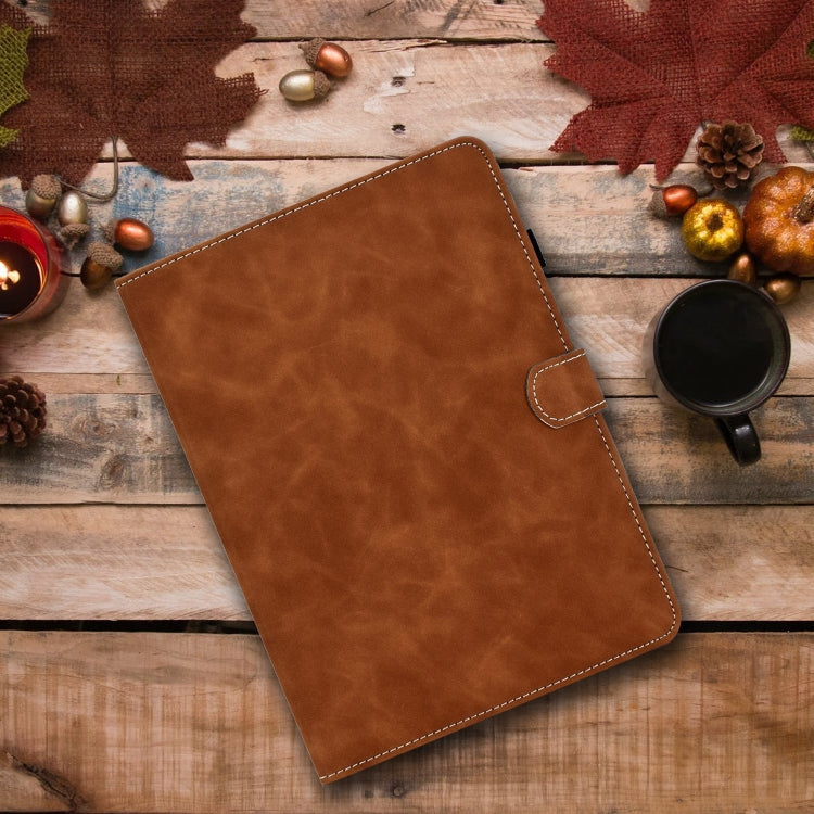 For iPad Pro 11 2024 Cowhide Texture Tablet Leather Smart Case(Brown) - iPad Pro 11 2024 Cases by PMC TechLife | Online Shopping South Africa | PMC TechLife | Buy Now Pay Later Mobicred