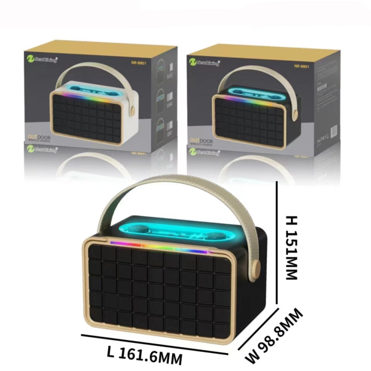 NewRixing NR8801 15W Portable Outdoor Bluetooth Speaker TWS Stereo Speaker(Black)