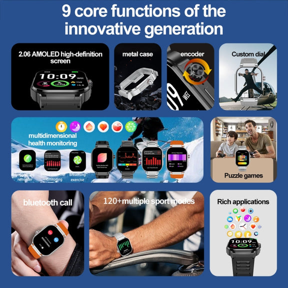 G40S 2.06 inch IP67 BT5.2 Sport Smart Watch, Support Bluetooth Call / Sleep / Blood Oxygen / Heart Rate / Blood Pressure Health Monitor(Black)