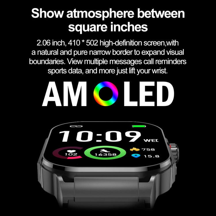 G40S 2.06 inch IP67 BT5.2 Sport Smart Watch, Support Bluetooth Call / Sleep / Blood Oxygen / Heart Rate / Blood Pressure Health Monitor(Black)
