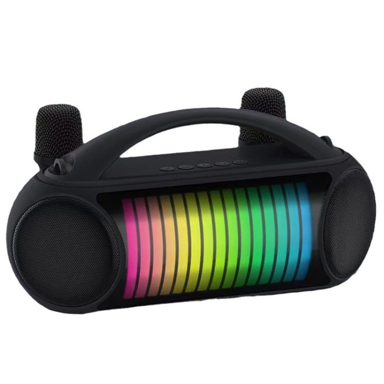 NewRixing NR-222 Portable Outdoor Dual Mic Colorful Wireless Bluetooth Speaker(Black) - free shipping - PMC Jewellery - Order now!