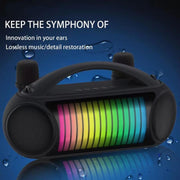 NewRixing NR-222 Portable Outdoor Dual Mic Colorful Wireless Bluetooth Speaker(Black)