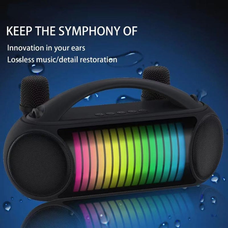 NewRixing NR-222 Portable Outdoor Dual Mic Colorful Wireless Bluetooth Speaker(Black)