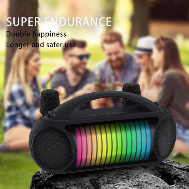NewRixing NR-222 Portable Outdoor Dual Mic Colorful Wireless Bluetooth Speaker(Black) - free shipping - PMC Jewellery - Order now!