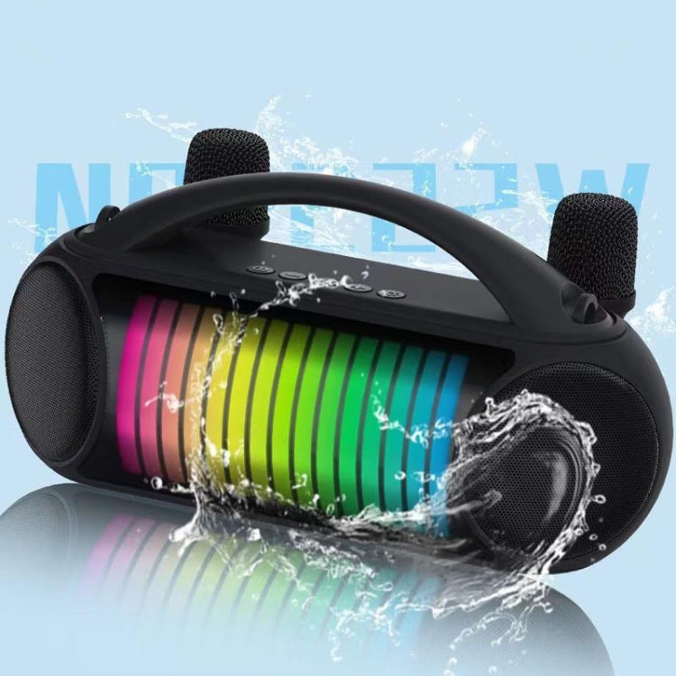 NewRixing NR-222 Portable Outdoor Dual Mic Colorful Wireless Bluetooth Speaker(Black)