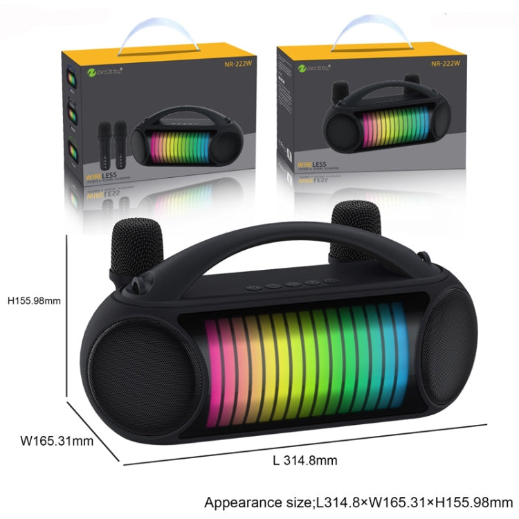 NewRixing NR-222 Portable Outdoor Dual Mic Colorful Wireless Bluetooth Speaker(Black) - free shipping - PMC Jewellery - Order now!