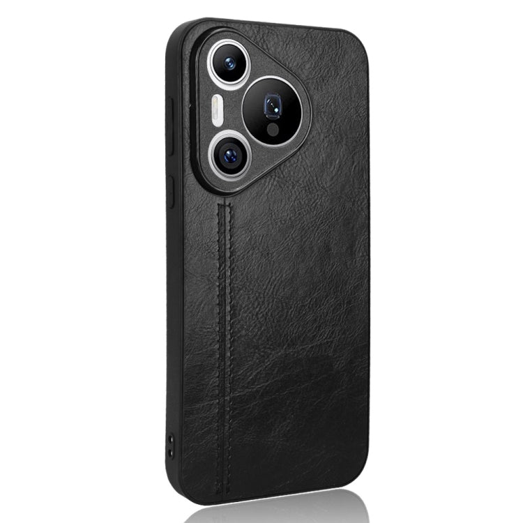 For Huawei Pura 70 Cow Pattern Sewing Card Bag Phone Case(Black) - free shipping - PMC Jewellery - Order now!