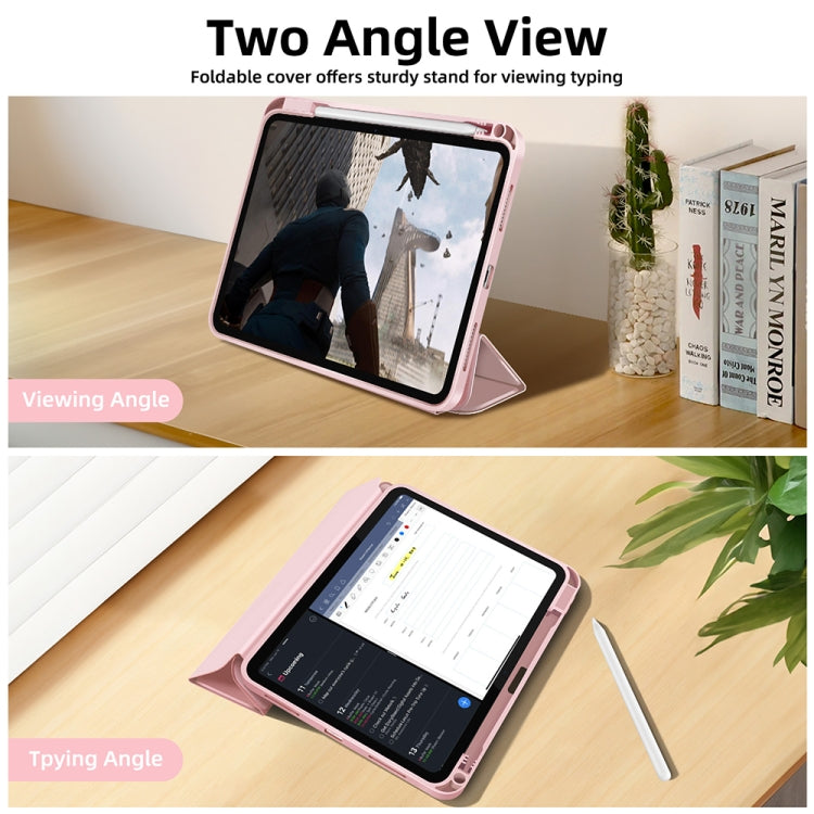 For iPad Air 11 2025 / 2024 3-fold TPU Smart Leather Tablet Case with Pen Slot(Pink) - iPad Air 11 2025 / 2024 Cases by PMC TechLife | Online Shopping South Africa | PMC TechLife | Buy Now Pay Later Mobicred