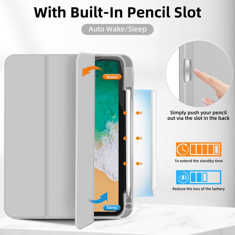 For iPad Air 11 2025 / 2024 3-fold TPU Smart Leather Tablet Case with Pen Slot(Grey) - iPad Air 11 2025 / 2024 Cases by PMC TechLife | Online Shopping South Africa | PMC TechLife | Buy Now Pay Later Mobicred