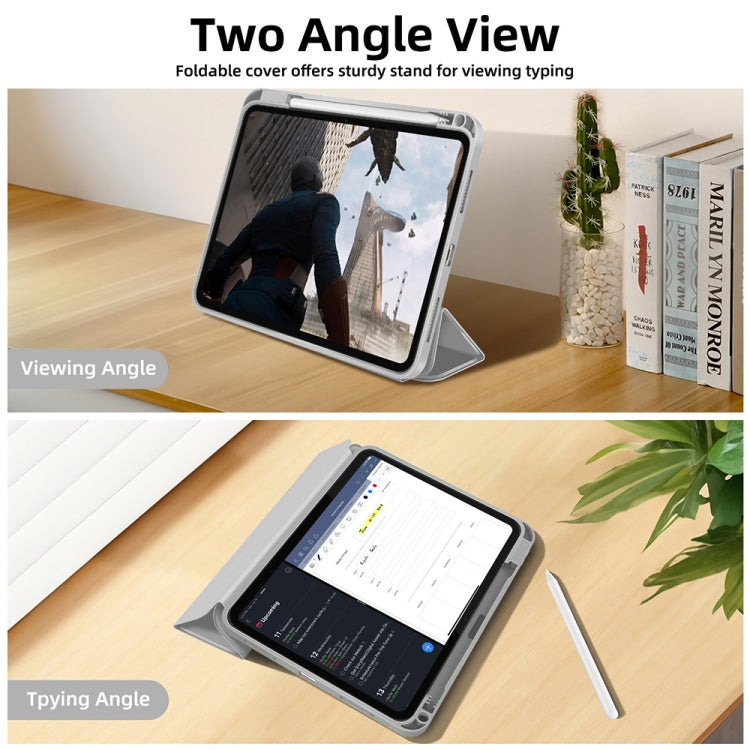 For iPad Air 11 2025 / 2024 3-fold TPU Smart Leather Tablet Case with Pen Slot(Grey) - iPad Air 11 2025 / 2024 Cases by PMC TechLife | Online Shopping South Africa | PMC TechLife | Buy Now Pay Later Mobicred