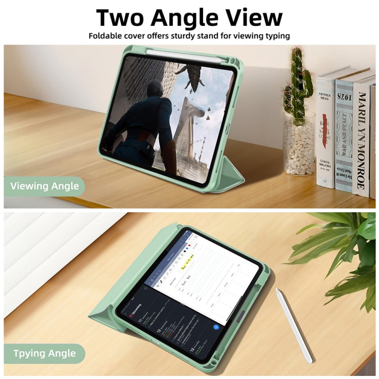 For iPad Air 11 2024 3-fold TPU Smart Leather Tablet Case with Pen Slot(Green) - iPad Air 11 2024 Cases by PMC TechLife | Online Shopping South Africa | PMC TechLife | Buy Now Pay Later Mobicred