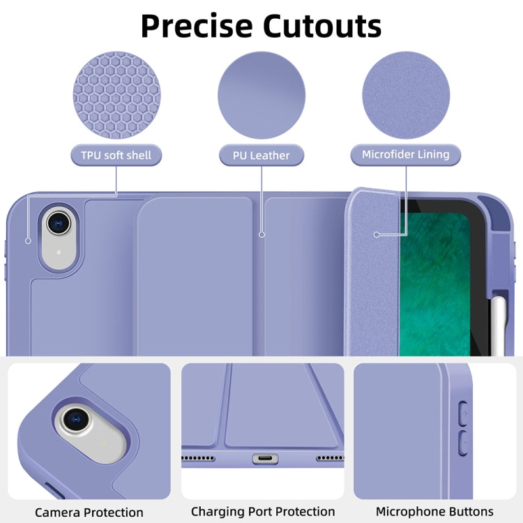 For iPad Air 11 2025 / 2024 3-fold TPU Smart Leather Tablet Case with Pen Slot(Lavender Purple) - iPad Air 11 2025 / 2024 Cases by PMC TechLife | Online Shopping South Africa | PMC TechLife | Buy Now Pay Later Mobicred