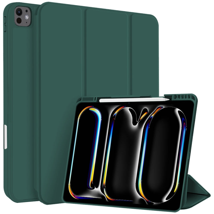 For iPad Pro 11 2024 3-fold TPU Smart Leather Tablet Case with Pen Slot(Dark Green) - iPad Pro 11 2024 Cases by PMC TechLife | Online Shopping South Africa | PMC TechLife | Buy Now Pay Later Mobicred
