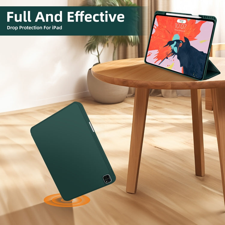 For iPad Pro 11 2024 3-fold TPU Smart Leather Tablet Case with Pen Slot(Dark Green) - iPad Pro 11 2024 Cases by PMC TechLife | Online Shopping South Africa | PMC TechLife | Buy Now Pay Later Mobicred
