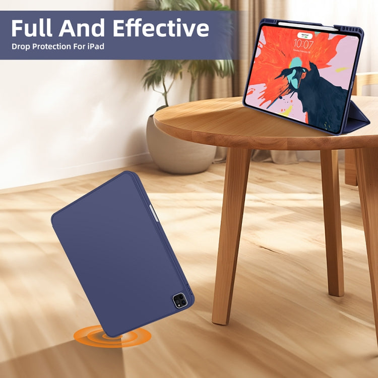 For iPad Pro 11 2024 3-fold TPU Smart Leather Tablet Case with Pen Slot(Royal Blue)