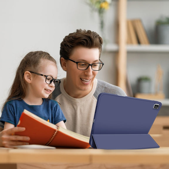 For iPad Pro 11 2024 3-fold TPU Smart Leather Tablet Case with Pen Slot(Royal Blue)