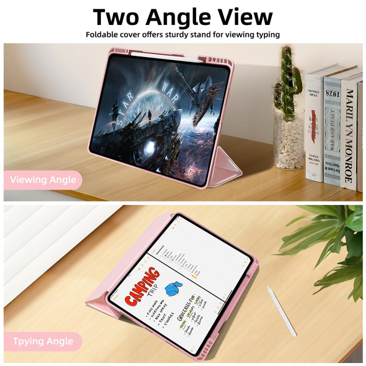 For iPad Pro 11 2024 3-fold TPU Smart Leather Tablet Case with Pen Slot(Pink) - free shipping - PMC TechLife - Order now!