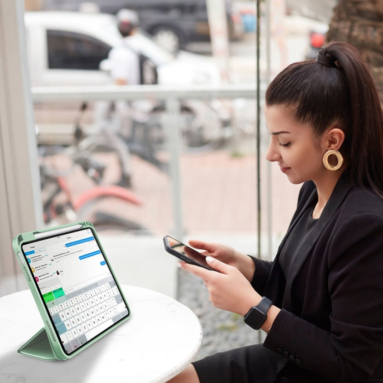 For iPad Pro 11 2024 3-fold TPU Smart Leather Tablet Case with Pen Slot(Green) - iPad Pro 11 2024 Cases by PMC TechLife | Online Shopping South Africa | PMC TechLife | Buy Now Pay Later Mobicred