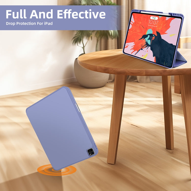 For iPad Pro 11 2024 3-fold TPU Smart Leather Tablet Case with Pen Slot(Lavender Purple) - iPad Pro 11 2024 Cases by PMC TechLife | Online Shopping South Africa | PMC TechLife | Buy Now Pay Later Mobicred