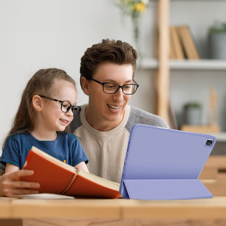 For iPad Pro 11 2024 3-fold TPU Smart Leather Tablet Case with Pen Slot(Lavender Purple) - iPad Pro 11 2024 Cases by PMC TechLife | Online Shopping South Africa | PMC TechLife | Buy Now Pay Later Mobicred