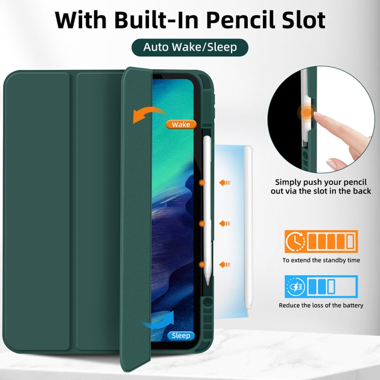 For iPad Pro 13 2024 3-fold TPU Smart Leather Tablet Case with Pen Slot(Dark Green)