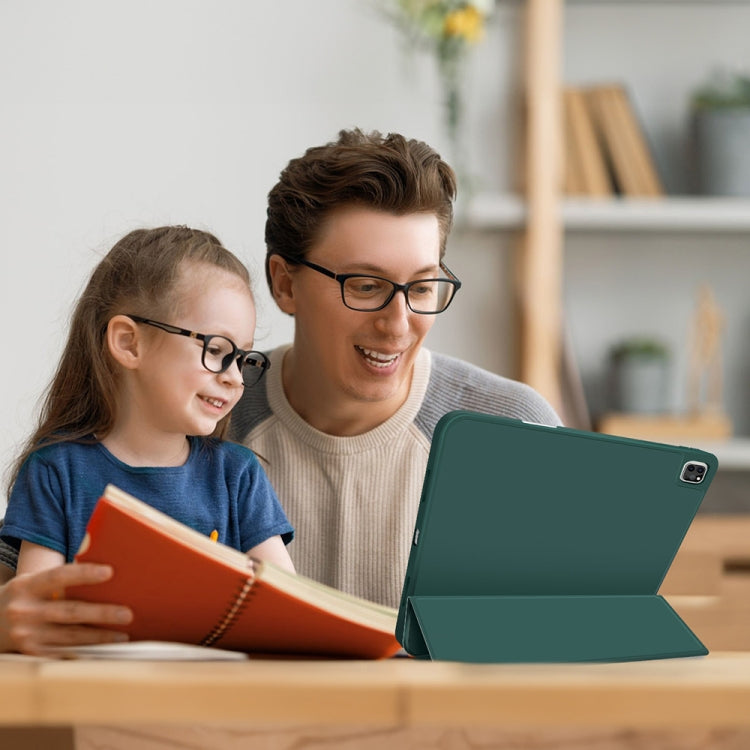 For iPad Pro 13 2024 3-fold TPU Smart Leather Tablet Case with Pen Slot(Dark Green) - iPad Pro 13 2024 Cases by PMC TechLife | Online Shopping South Africa | PMC TechLife | Buy Now Pay Later Mobicred