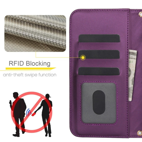 For Google Pixel 6a Crossbody Multifunction Rhombic Leather Phone Case(Dark Purple)
