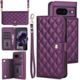 For Google Pixel 8 Crossbody Multifunction Rhombic Leather Phone Case(Dark Purple) - Google Cases by PMC TechLife | Online Shopping South Africa | PMC TechLife | Buy Now Pay Later Mobicred