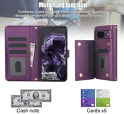 For Google Pixel 8 Crossbody Multifunction Rhombic Leather Phone Case(Dark Purple)