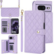 For Google Pixel 8 Crossbody Multifunction Rhombic Leather Phone Case(Purple) - free shipping - PMC TechLife - Order now!
