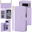 For Google Pixel 8 Pro Crossbody Multifunction Rhombic Leather Phone Case(Purple) - Google Cases by PMC TechLife | Online Shopping South Africa | PMC TechLife | Buy Now Pay Later Mobicred