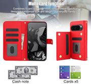 For Google Pixel 9 Pro XL Crossbody Multifunction Rhombic Leather Phone Case(Red)