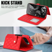 For Google Pixel 9 Pro XL Crossbody Multifunction Rhombic Leather Phone Case(Red)