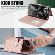 For Google Pixel 9 Pro XL Crossbody Multifunction Rhombic Leather Phone Case(Rose Gold)