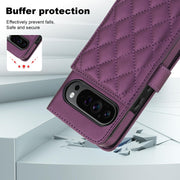 For Google Pixel 9 Pro XL Crossbody Multifunction Rhombic Leather Phone Case(Dark Purple)