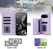 For Google Pixel 9 Pro XL Crossbody Multifunction Rhombic Leather Phone Case(Purple)