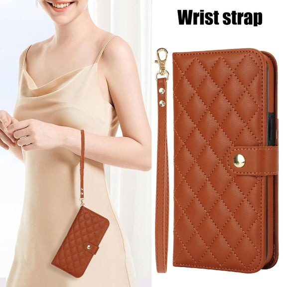 For Google Pixel 9 Pro XL Crossbody Multifunction Rhombic Leather Phone Case(Brown)