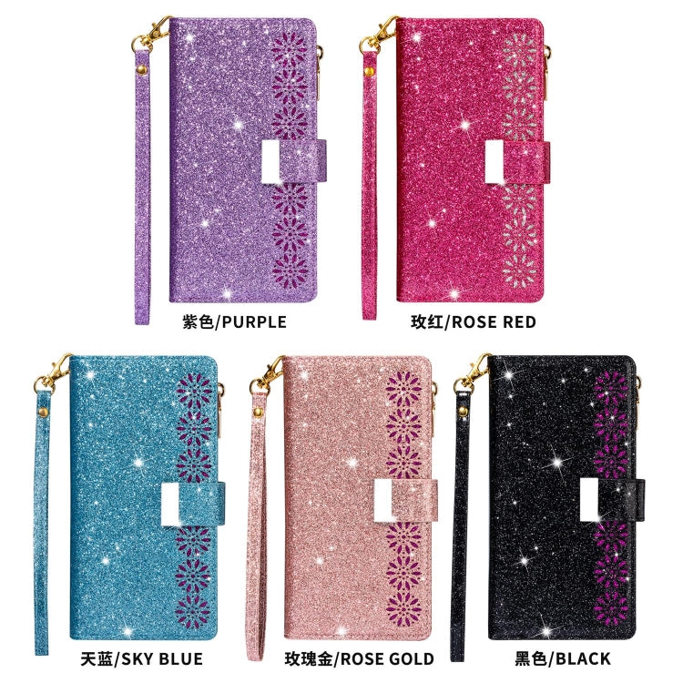 For Huawei Mate 20 Pro Multi-card Slots Starry Sky Laser Carving Glitter Zipper Horizontal Flip Leather Case with Holder & Wallet & Lanyard(Black) - Huawei Cases by PMC TechLife | Online Shopping South Africa | PMC TechLife