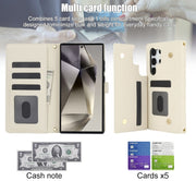For Samsung Galaxy S24 Ultra 5G Crossbody Multifunction Rhombic Leather Phone Case(White)