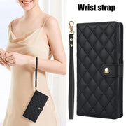 For Samsung Galaxy S24 Ultra 5G Crossbody Multifunction Rhombic Leather Phone Case(Black)