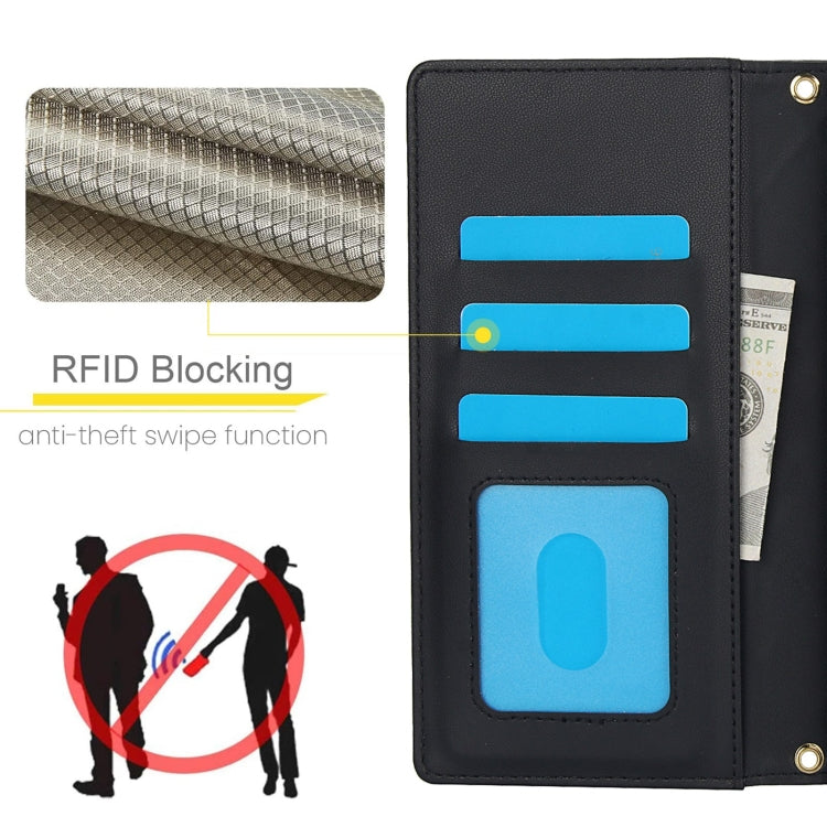For Samsung Galaxy S24 Ultra 5G Crossbody Multifunction Rhombic Leather Phone Case(Black)