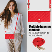 For Samsung Galaxy S24 Ultra 5G Crossbody Multifunction Rhombic Leather Phone Case(Red)